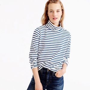 J Crew Striped Mock Neck heavyweight tee